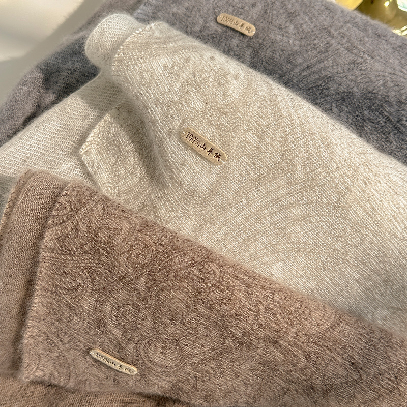 Cachemire italien vieux argent classique imprimé écharpe en cachemire automne et hiver tricoté châle vêtements d'extérieur pour femmes