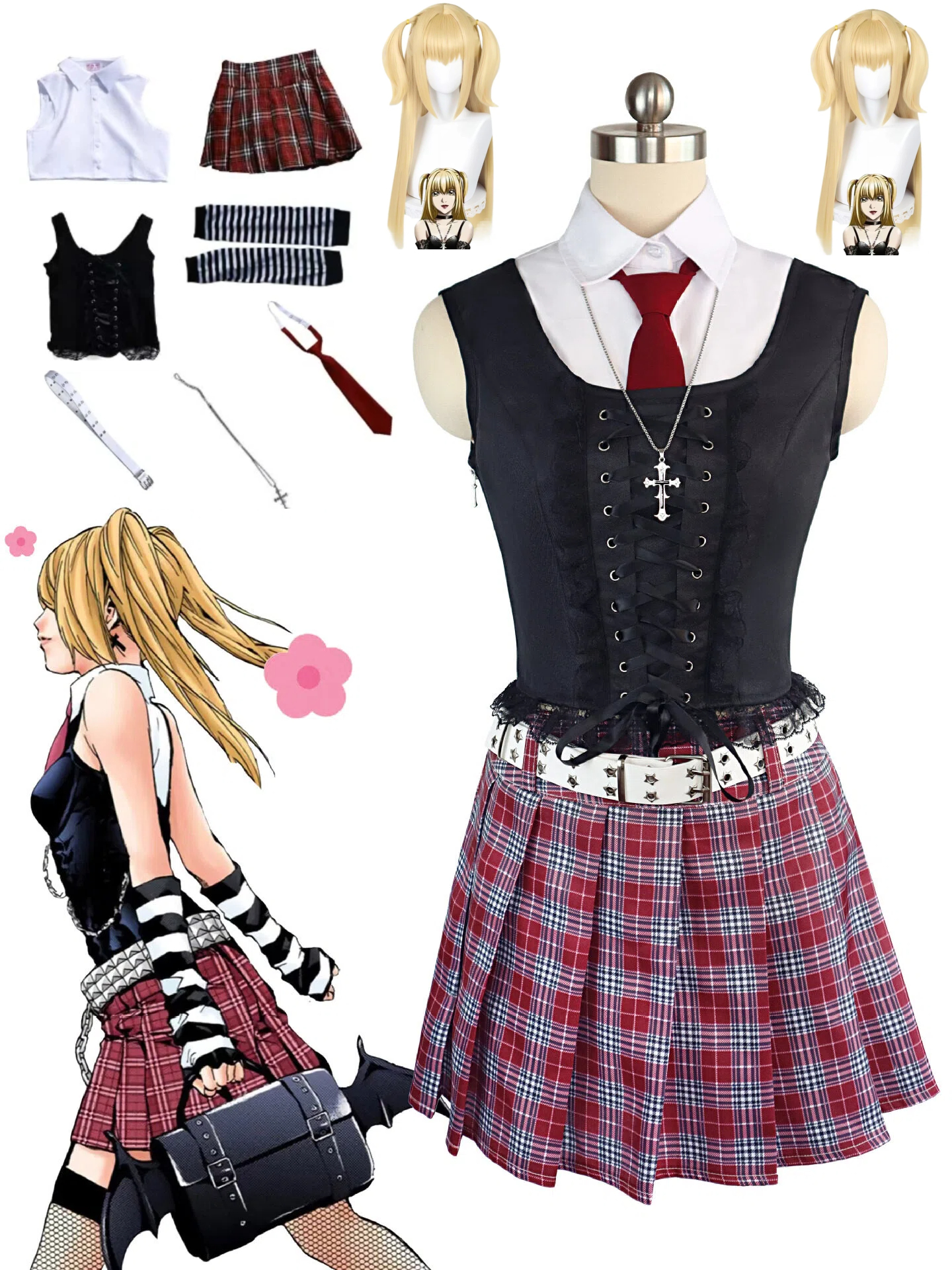 Costume de cosplay Anime Death Note Misa Amane Light Yagami, style gothique, tenue de cosplay d'Halloween, ensemble uniforme de fête, streetwear