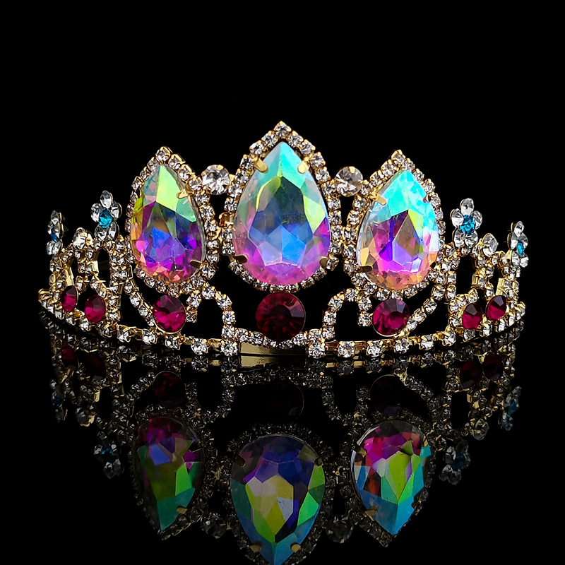 Diadèmes de mariage pour mariée, couvre-chef baroque, couronne en cristal AB avec strass, diadème de princesse pour fille, accessoires pour cheveux pour photographie de mariage
