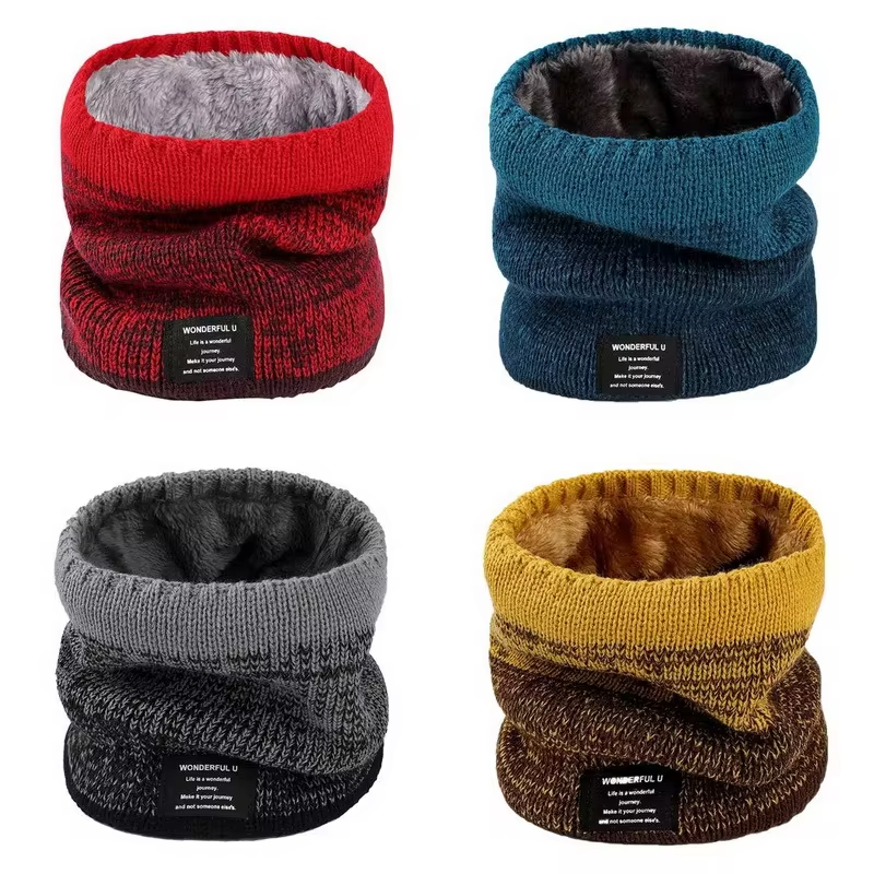 Écharpe d'hiver pour hommes, anneau polaire, Bandana tricoté, chaud, solide, chauffe-cou, cachemire épais, mouchoir chaud, masque de Ski
