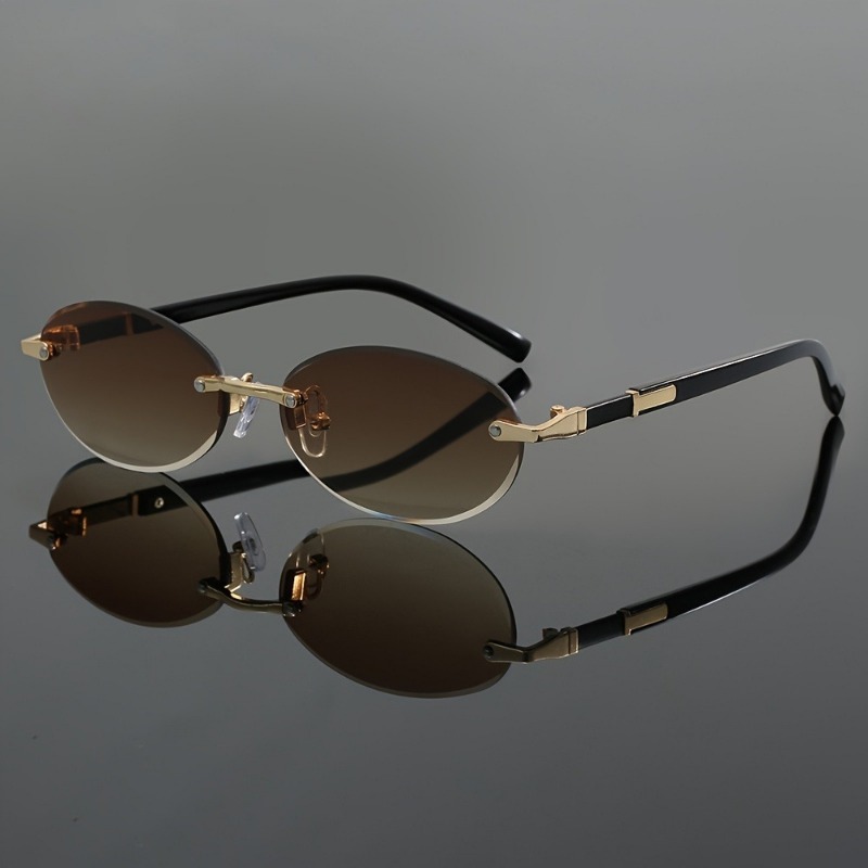 Lunettes ovales élégantes sans monture pour hommes et femmes, parfaites pour les fêtes décontractées et les activités quotidiennes
