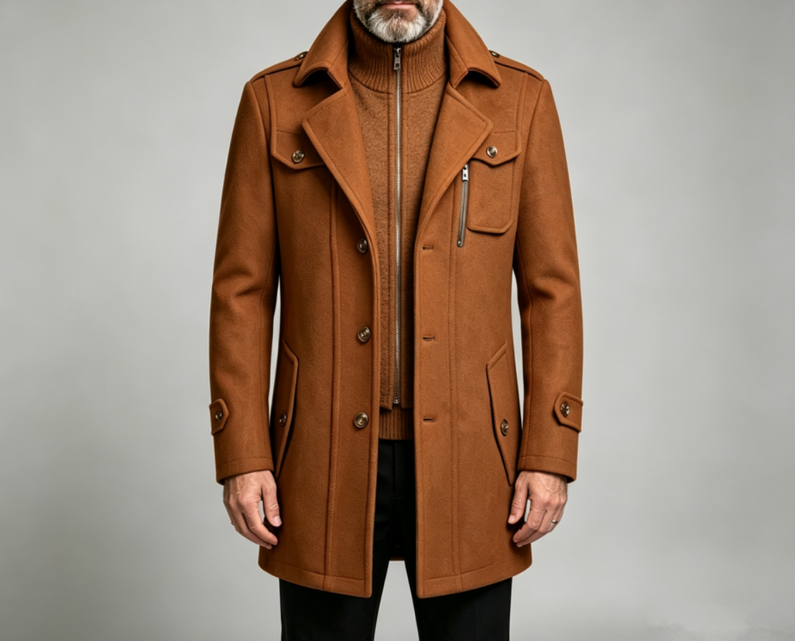 Manteau en laine à Double col pour hommes, beau manteau en laine à la mode pour hommes d'âge moyen, Style Business, haute qualité, automne hiver