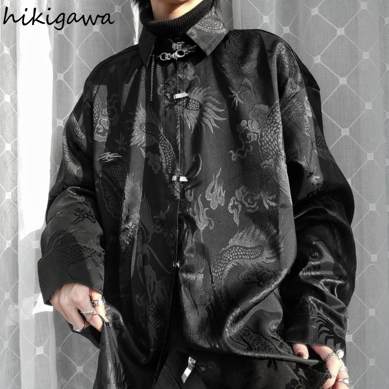 Chemisier Vintage pour femmes, vêtements De Style chinois Harajuku, mode Dragon Jacquard Y2k, chemises surdimensionnées, 2025 Blusas Mujer De Moda
