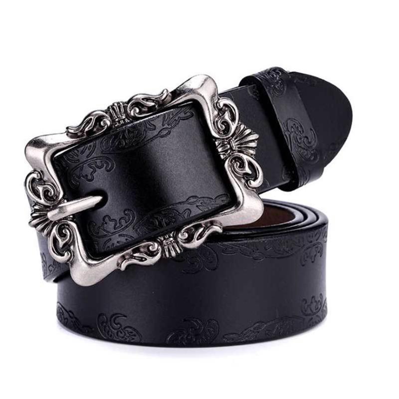 Femmes Généreau en cuir Courte Cowskin Casual Punk Luxury Brand Designer Belts For Women Jeans Wonisbank Femme Black Strap