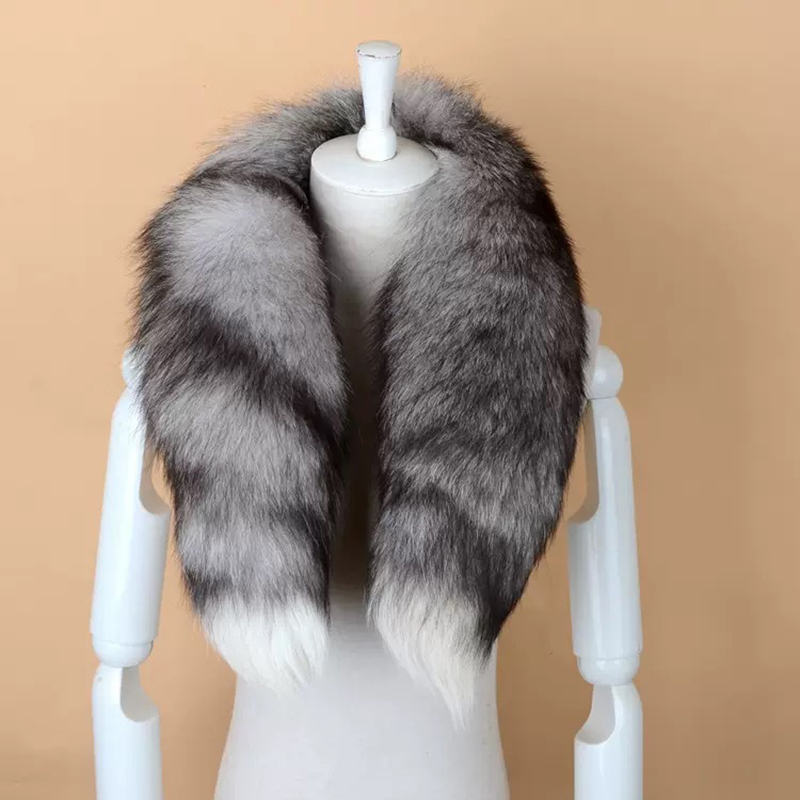 Véritable fourrure de renard naturelle écharpe fourrure classique cordon queue de renard hiver femmes hommes col de fourrure naturelle cou plus chaud col de fourrure 90 cm