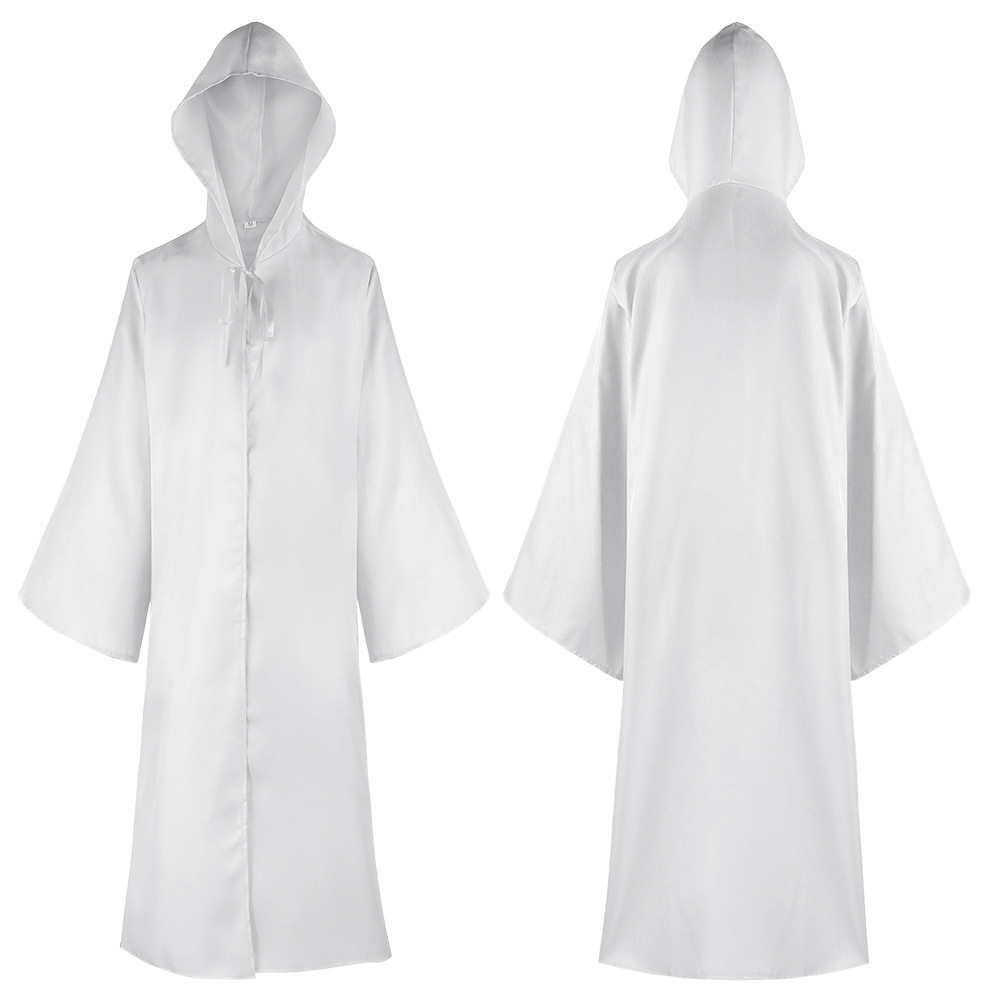 Robe médiévale à capuche moine prêtre Robe garçon Halloween enfants adulte Cosplay Costume noir blanc Cape magicien tunique Cape pour hommes