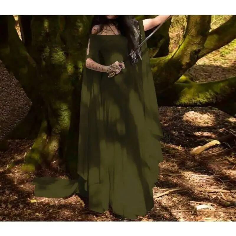 Cos Halloween Costume femmes robe robes médiévales fête à manches longues col rond ceinture robe pour femme