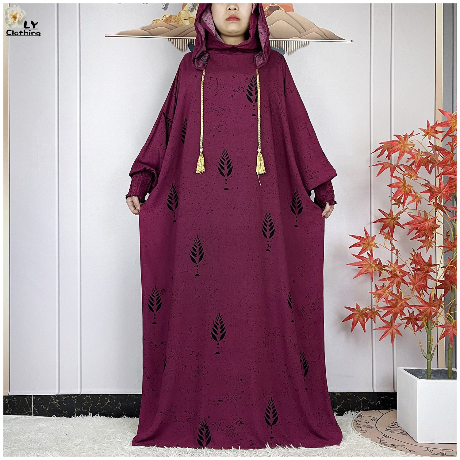 Nouveau Style africain musulman pour les femmes Ramadan prière deux pièces à capuche en coton ample à manches longues Abayas Femme Robe dubaï Islam Robe