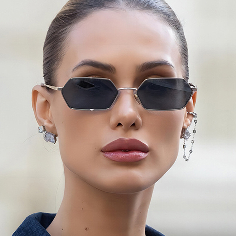 Lunettes de soleil rétro carrées pour femmes, lunettes de soleil polygonales noires, nuances vintage, lunettes SAINT, UV400
