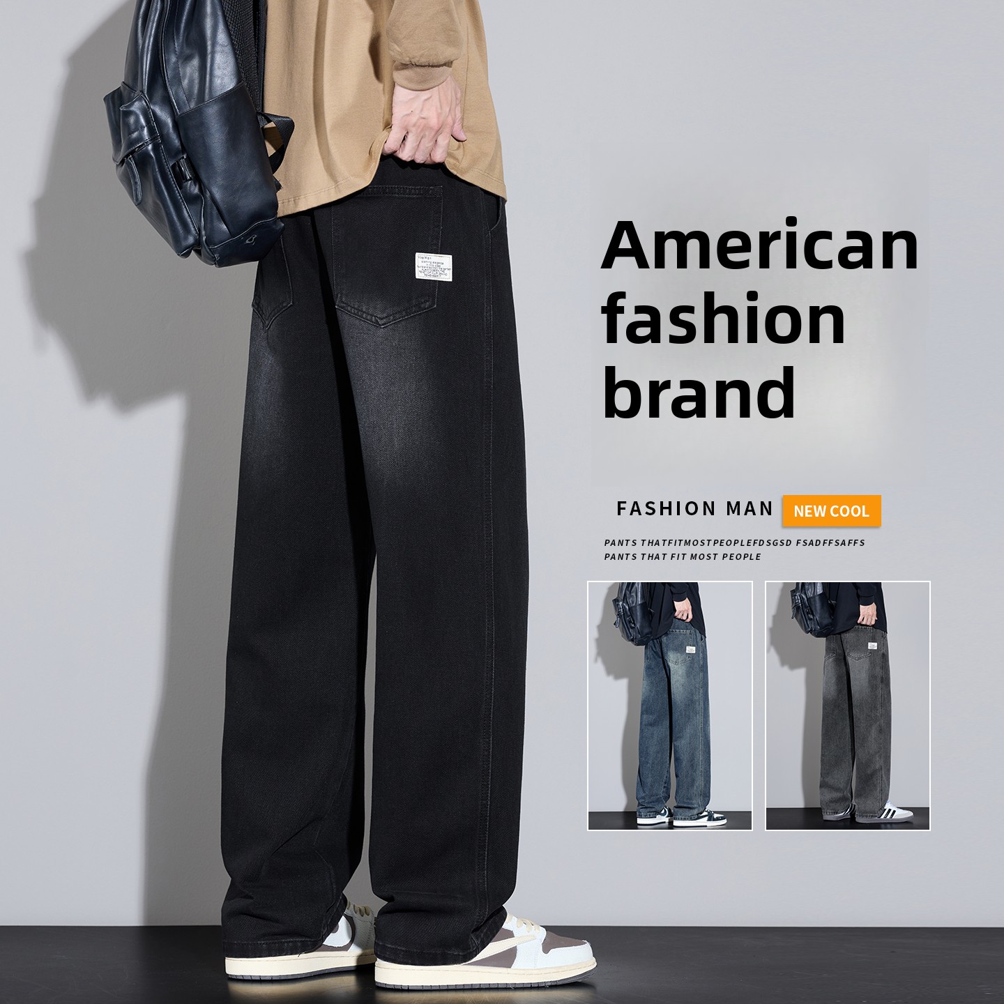 Jean homme 2025 automne et hiver nouveau américain rétro ample droit décontracté pantalon à jambes larges