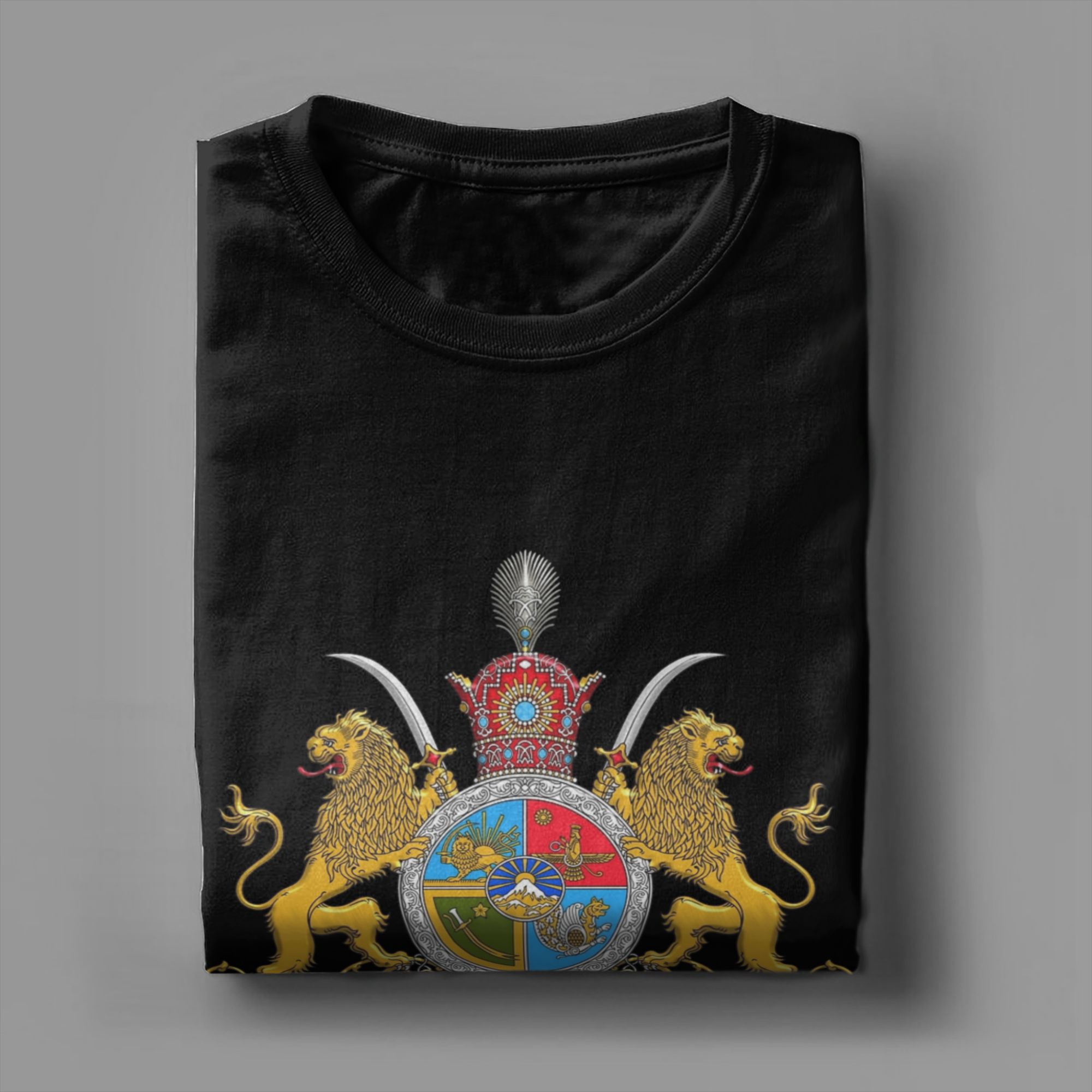 T-shirt pour hommes avec emblème impérial iranien de la dynastie Pahlavi, t-shirt vintage en coton, col rond, manches courtes