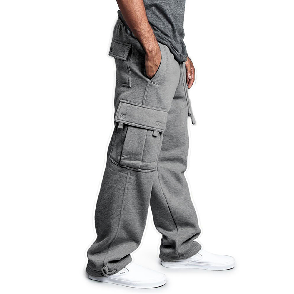 Pantalons de survêtement pour hommes, coupe droite, jogging pour le sport et le Streetwear, ample, surdimensionné, avec cordon de serrage, pantalons longs multi-poches