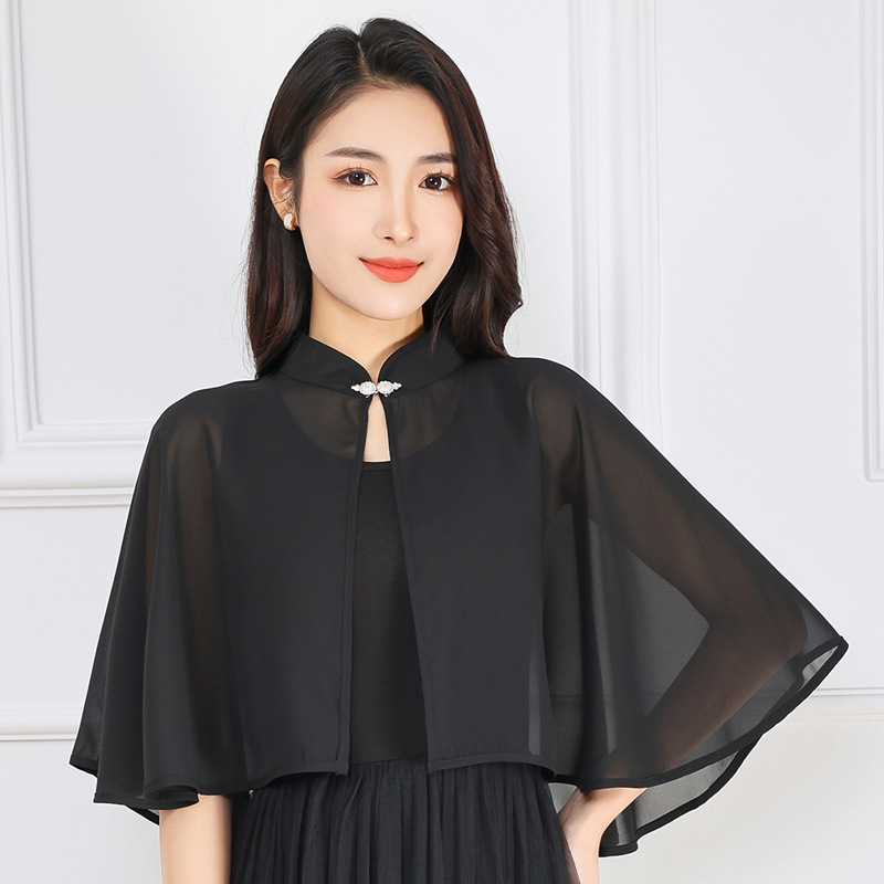 Vêtements d'extérieur courts en mousseline de soie pour femmes, châle de protection solaire, vêtements de printemps d'été, veste fine en dentelle Everak, climatisation