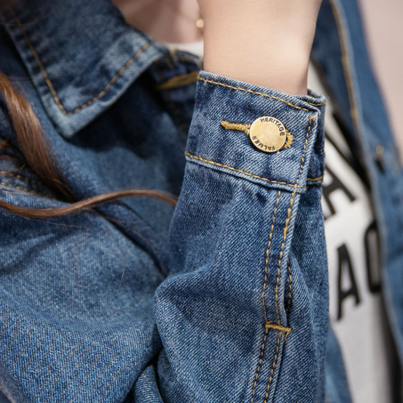 Manteau femmes 2025 nouvelle veste en jean décontractée col rabattu poche bouton lâche printemps automne vêtements pour femmes JQMY8803