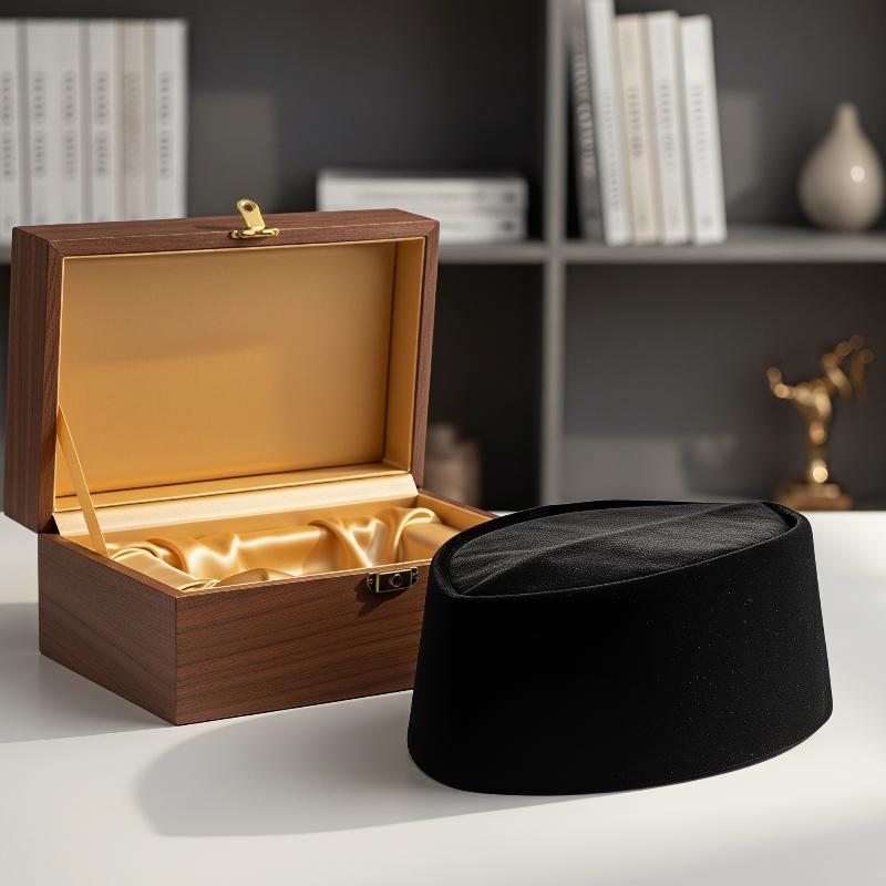 Nouveau chapeau pliable en velours pour hommes, style Asie du Sud-Est, chapeau musulman noir pour hommes, bonnet de prière islamique, Ramadan