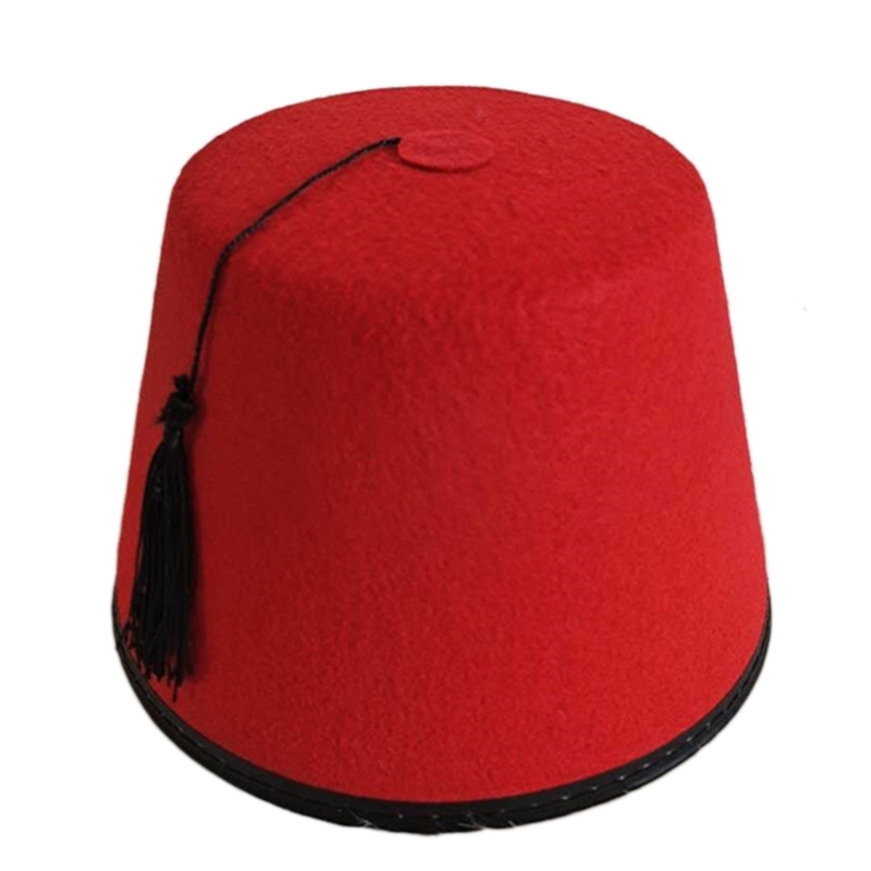 Chapeau Fez marocain pour hommes, feutre turc, tarboosh avec glands noirs, ethnique, universel
