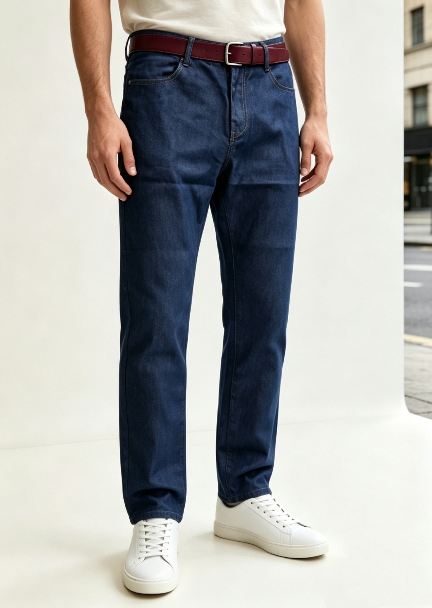 Pantalon en jean pour homme, coupe droite, bleu et noir, grandes tailles, style professionnel