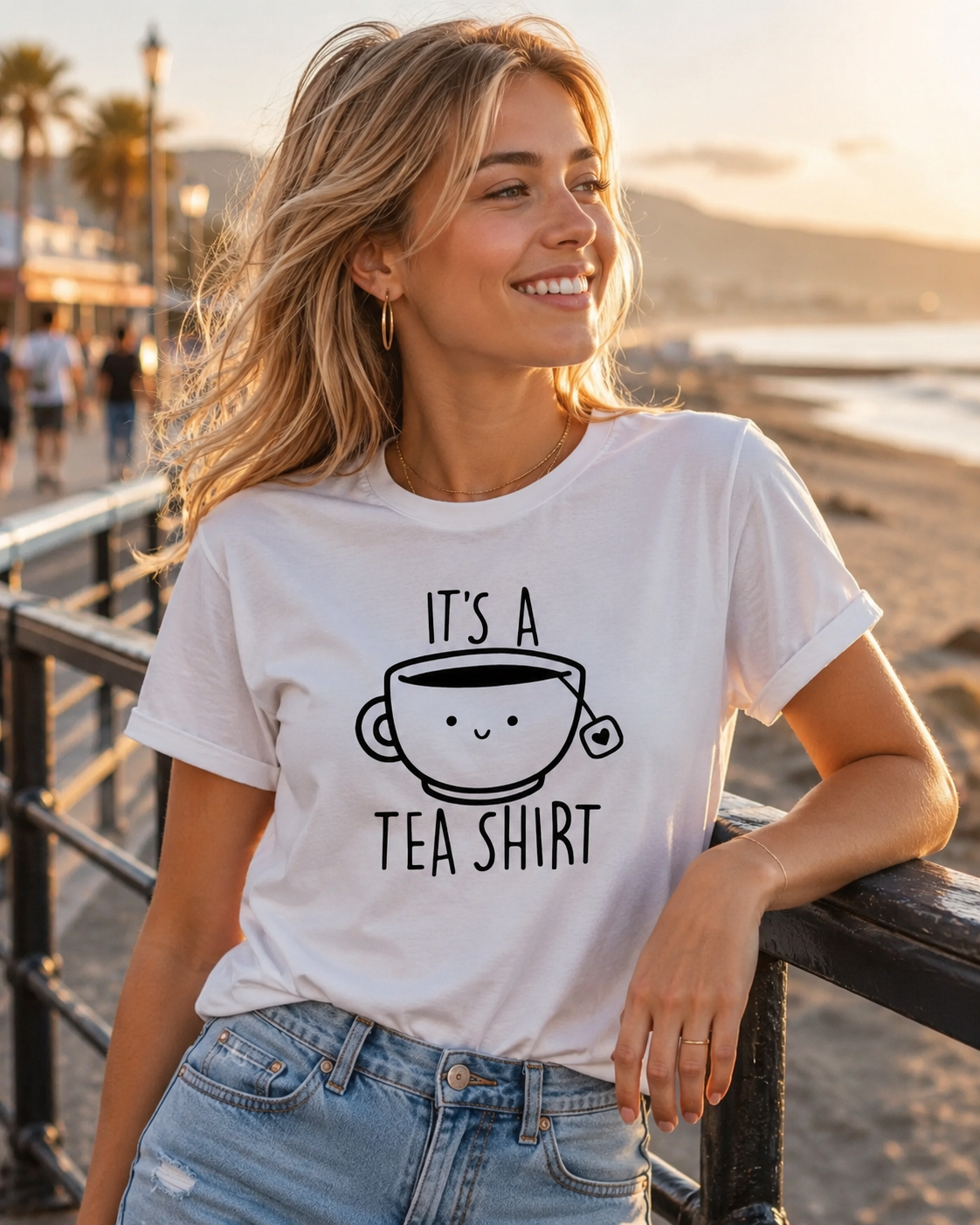 T-shirt décontracté pour femmes avec motif de dessin animé de tasse de thé imprimé avec l'inscription « It's A Tea Shirt », vêtements tendance Harajuku Kawaii Y2K