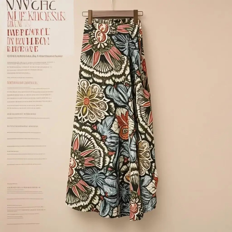 Jupe florale de plage d'été pour femmes, jupe longue portefeuille taille haute avec fente latérale, détail de cravate, Style Boho, Design Y2K