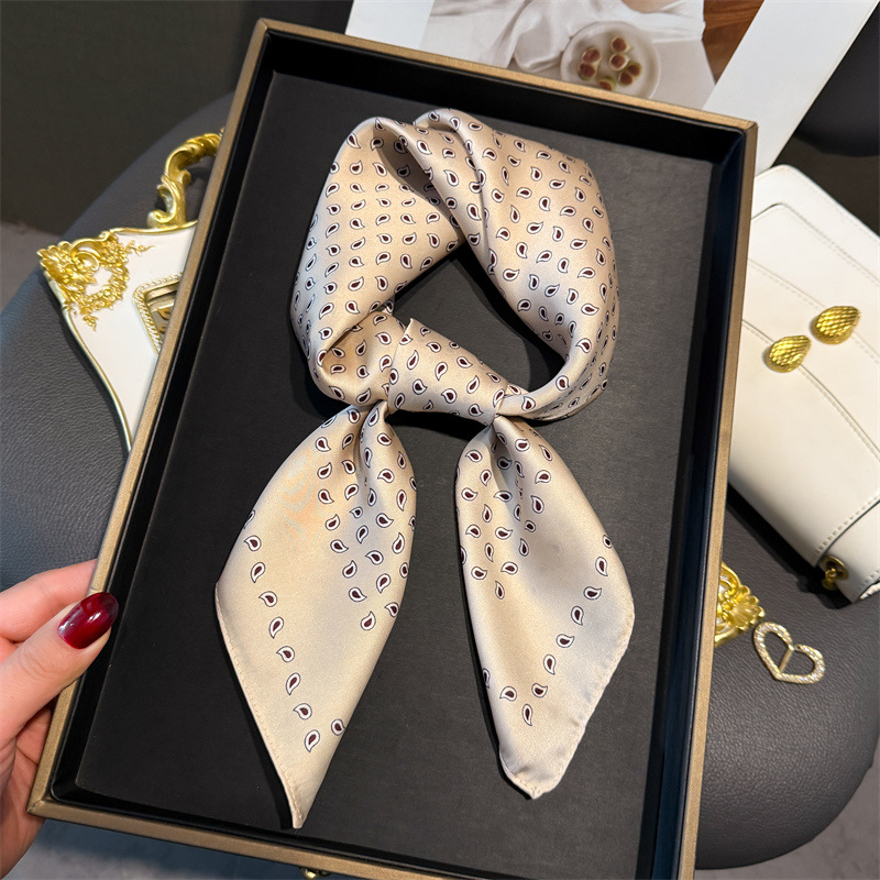 Foulard carré en soie pour femmes, 70x70cm, rétro, imprimé Paisley et noix de cajou, Foulard en Satin doux, bandeau Hijab