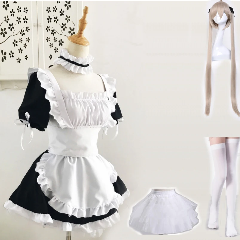Tenue de demoiselle d'honneur Anime Yosuga no Sora Kasugano Sora, Costumes de Cosplay pour femmes, robe tablier Sexy Meidofuku Lolita