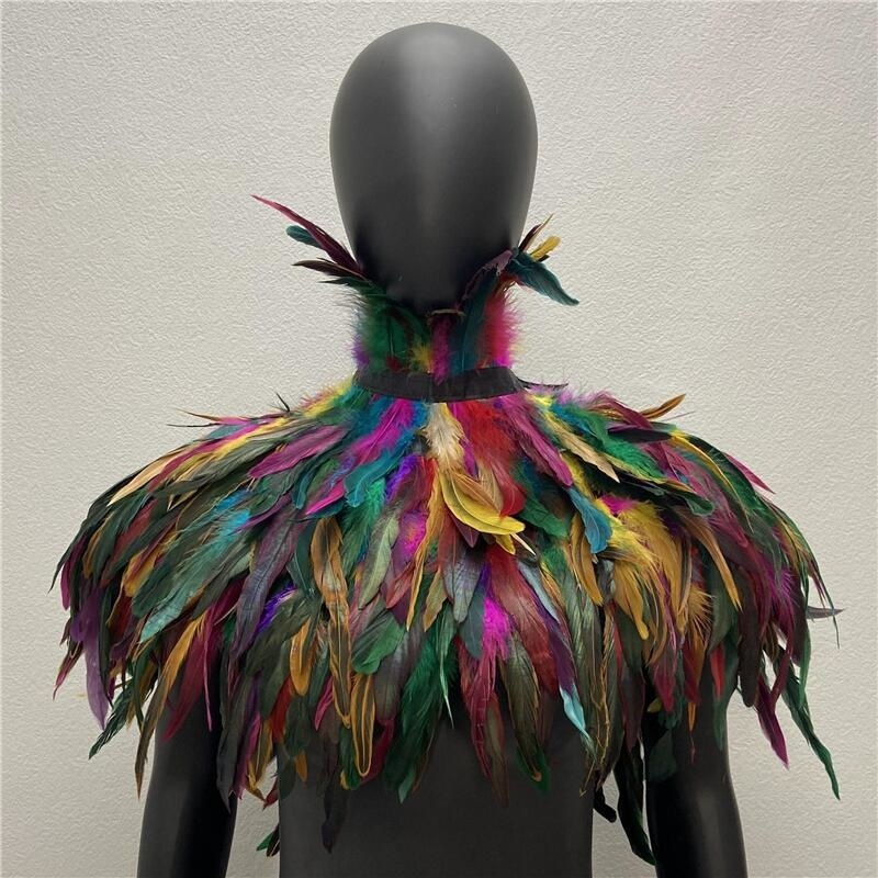 Châle de Style Gothique avec Plumes pour Femme, Robe, Cape, Écharpe, Snood, Dinde, ixde Mariage, Halloween, Y2k