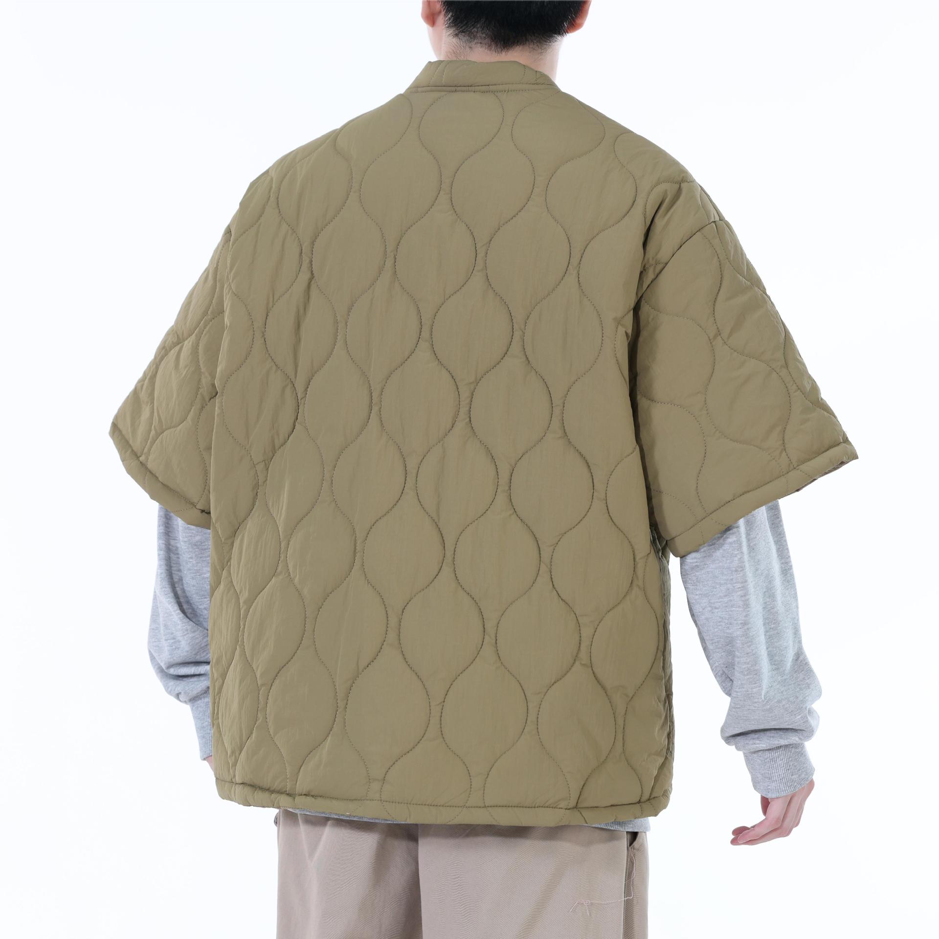 Nouveau manteau en coton de style japonais pour homme, automne/hiver, style rétro, coupe ample à demi-manches, manteau en coton tendance pour femme