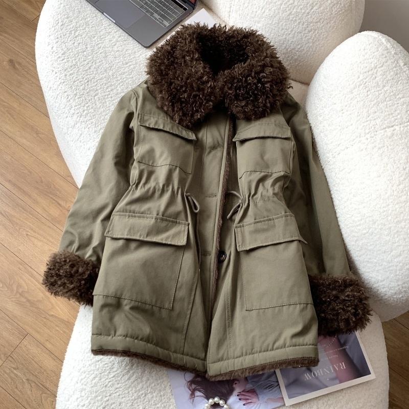 Manteau ample rembourré en coton pour femme, col à la mode, nouveau article d'hiver 2021, couleur contrastée, veste chaude, tendance féminine
