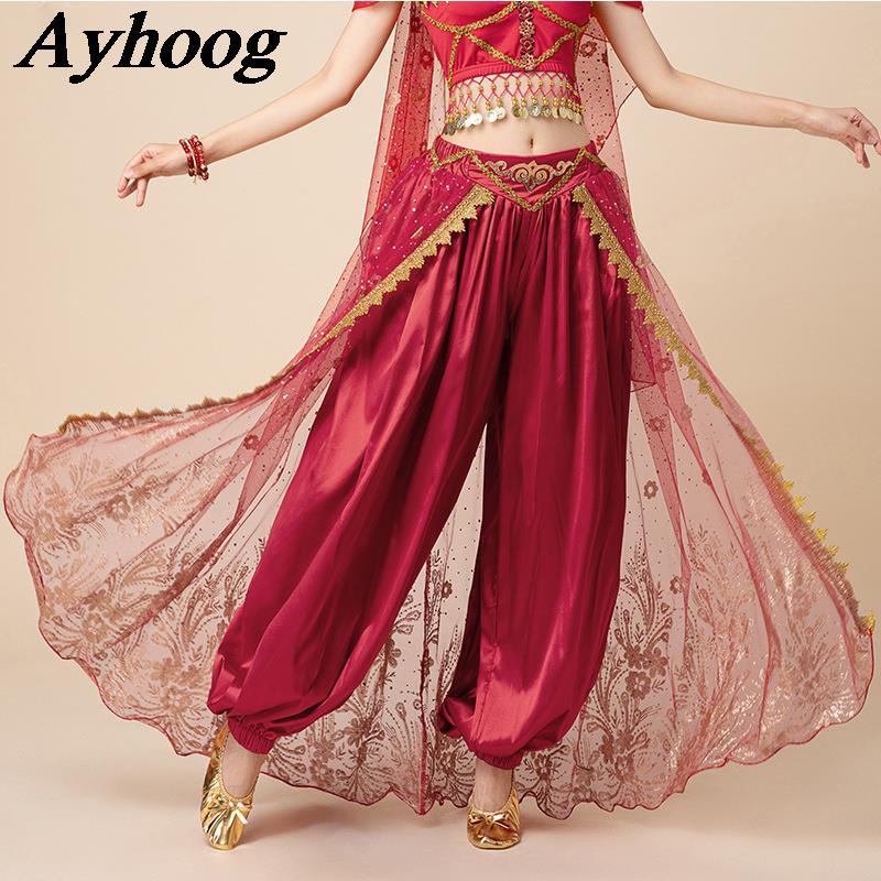 Nouveaux pantalons de danse indienne pour femmes, costume de danse du ventre Jasmine Princess, pantalon de cosplay pour adultes, Bollywood, princesse arabe