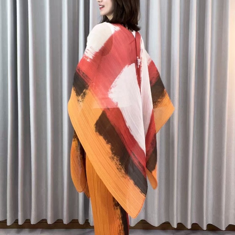 Miyake – écharpe plissée japonaise pour femmes, pull de styliste, vêtements d'extérieur mi-longs, châle, chemise en mousseline de soie, sans plis, nouvelle collection
