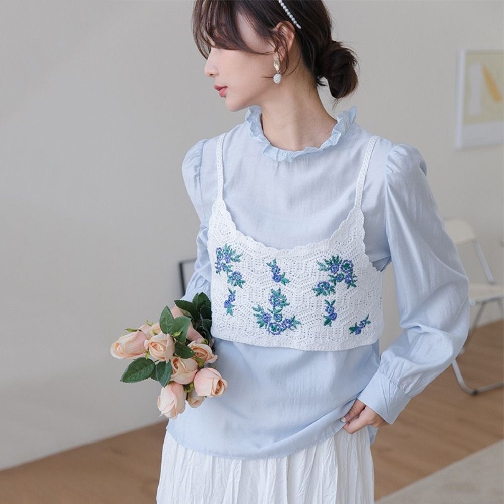 Camisole de plage élastique en fibre fine, broderie style bohème