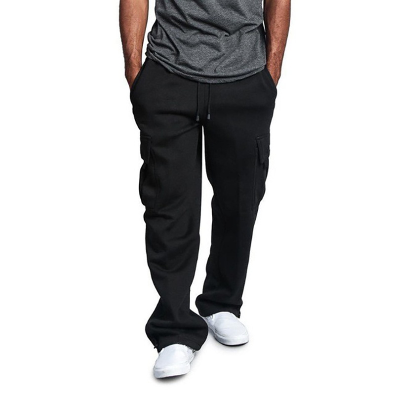 Pantalons de survêtement pour hommes, coupe droite, jogging pour le sport et le Streetwear, ample, surdimensionné, avec cordon de serrage, pantalons longs multi-poches