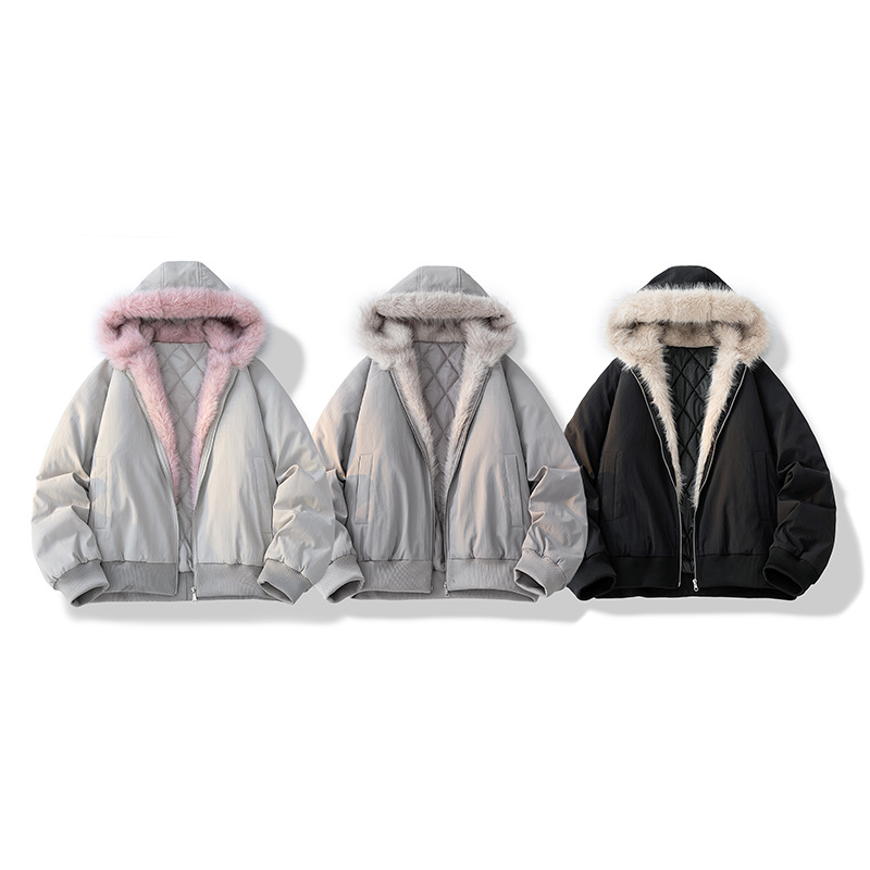 Veste d'hiver homme femmes col de fourrure mode Parka épais manteau chaud surdimensionné veste décontractée ample à capuche américain Streetwear Cool