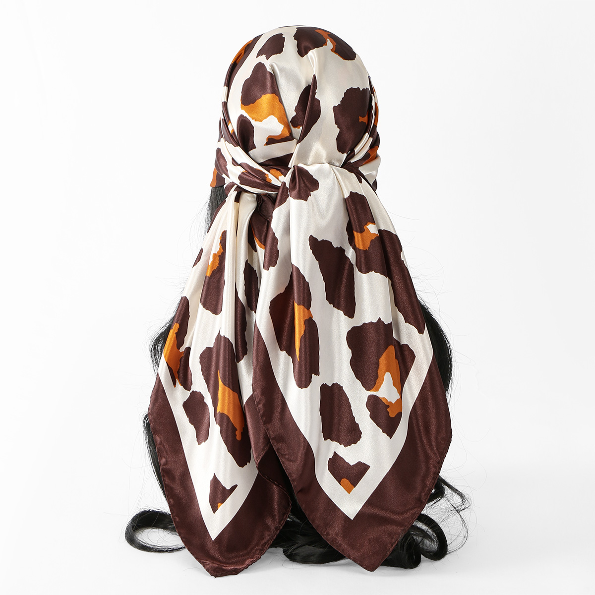 Foulard carré en satin de soie tendance pour femme, imprimé floral, châle, hijab, bandeau, écharpe, bandana, 90*90cm