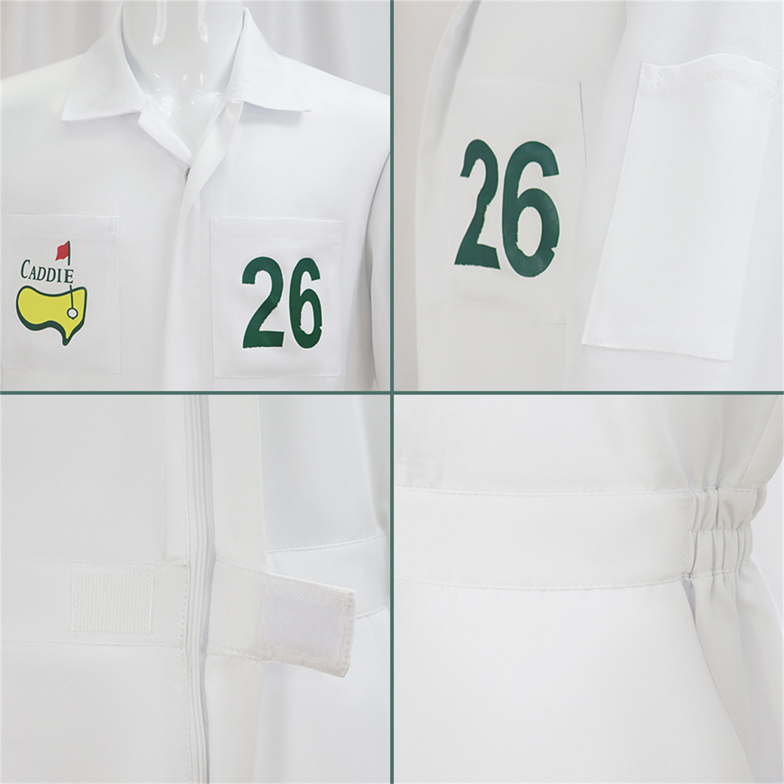 Ensemble de costumes de caddie de golf pour hommes et femmes, combinaison avec casquette verte, tenue de couple pour Halloween, pour les fêtes à thème cosplay