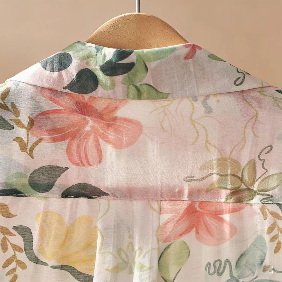 Chemisiers amples en coton pour femmes, imprimés de fleurs, collection été 2026