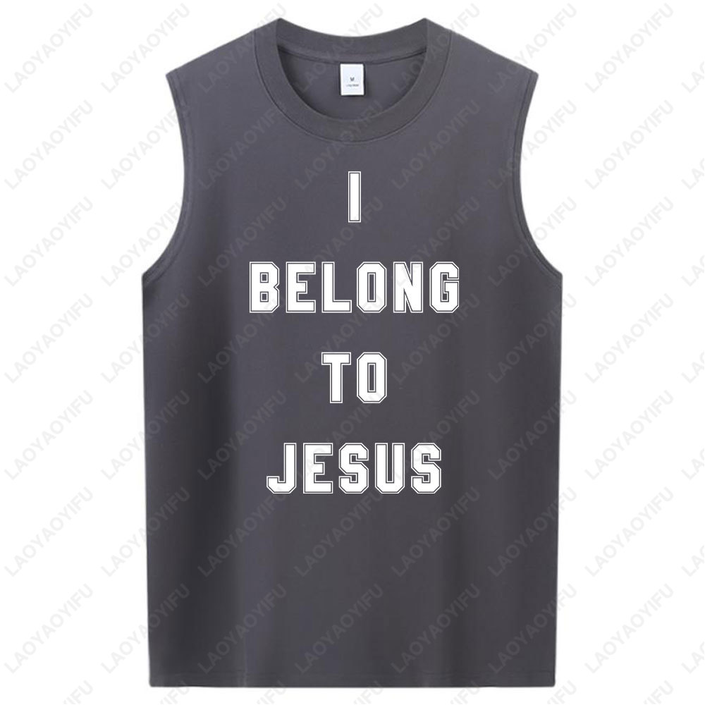 Hauts sans manches pour hommes j'appartiens à jésus gilet coton T-Shirt mode d'été décontracté gilet sans manches culturel hommes vêtements T-shirt