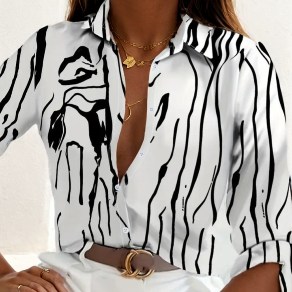Chemisier imprimé vintage pour femmes, chemise à manches longues, col rabattu, chemises à boutons, haut décontracté, mode
