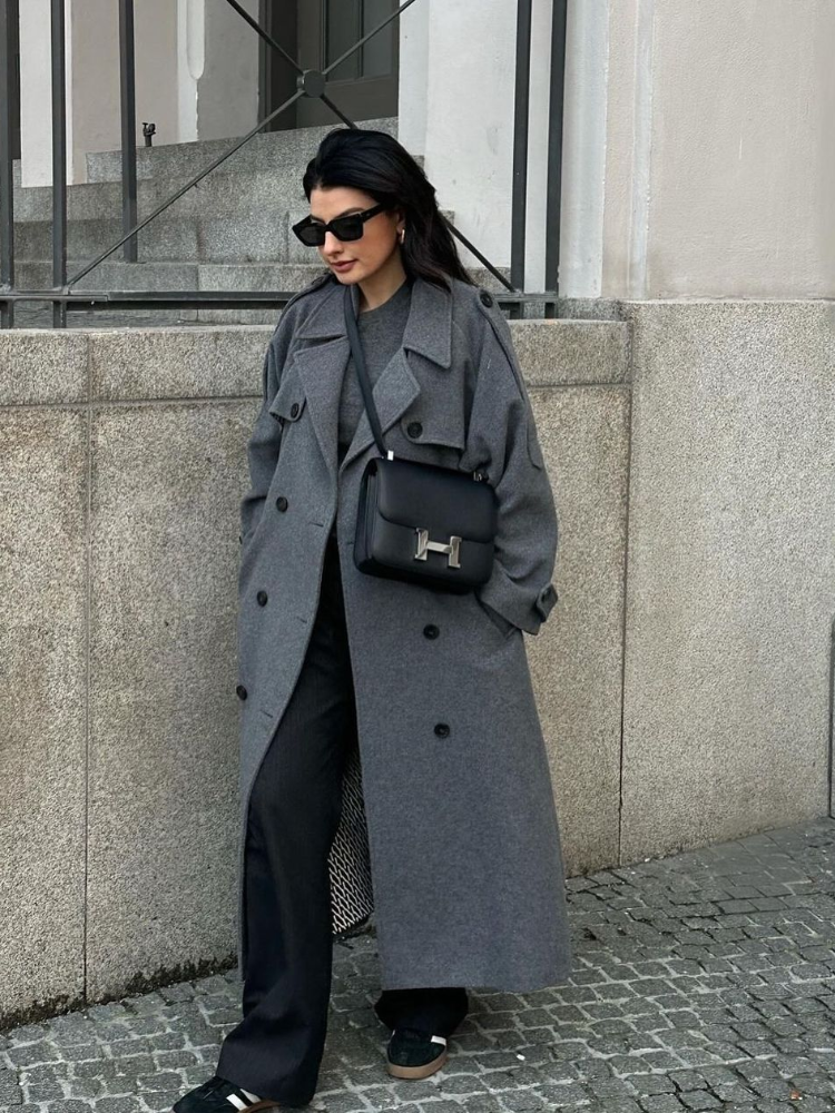 Manteau en laine décontracté pour femmes, mode col rabattu à double boutonnage, manches longues, manteaux féminins, automne hiver 2021, Chic, vêtements d'extérieur pour dames