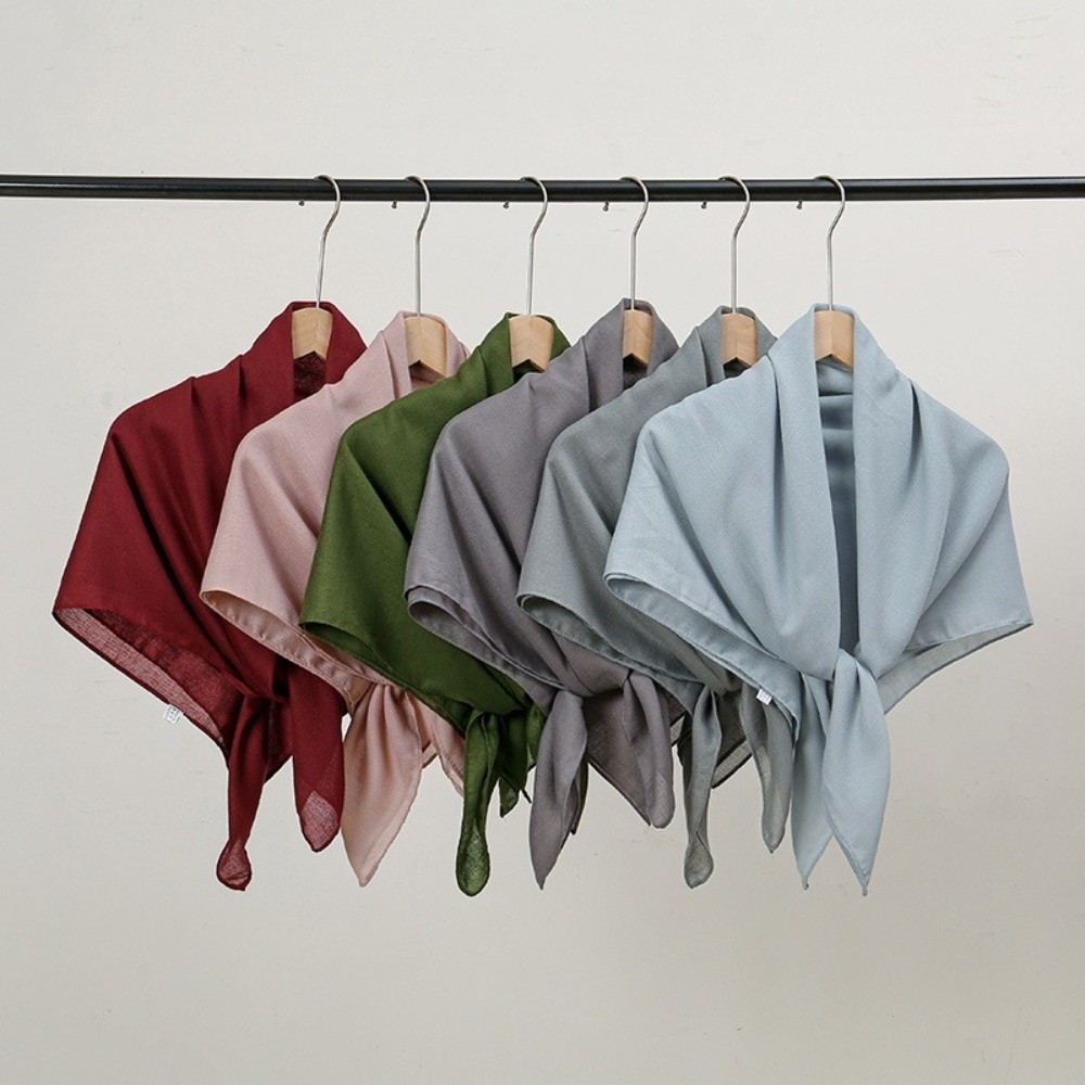 Foulards carrés tendance 90x90cm en coton et lin doux et légers, couleur unie, respirants, pour femmes, hijabs, accessoires de sac