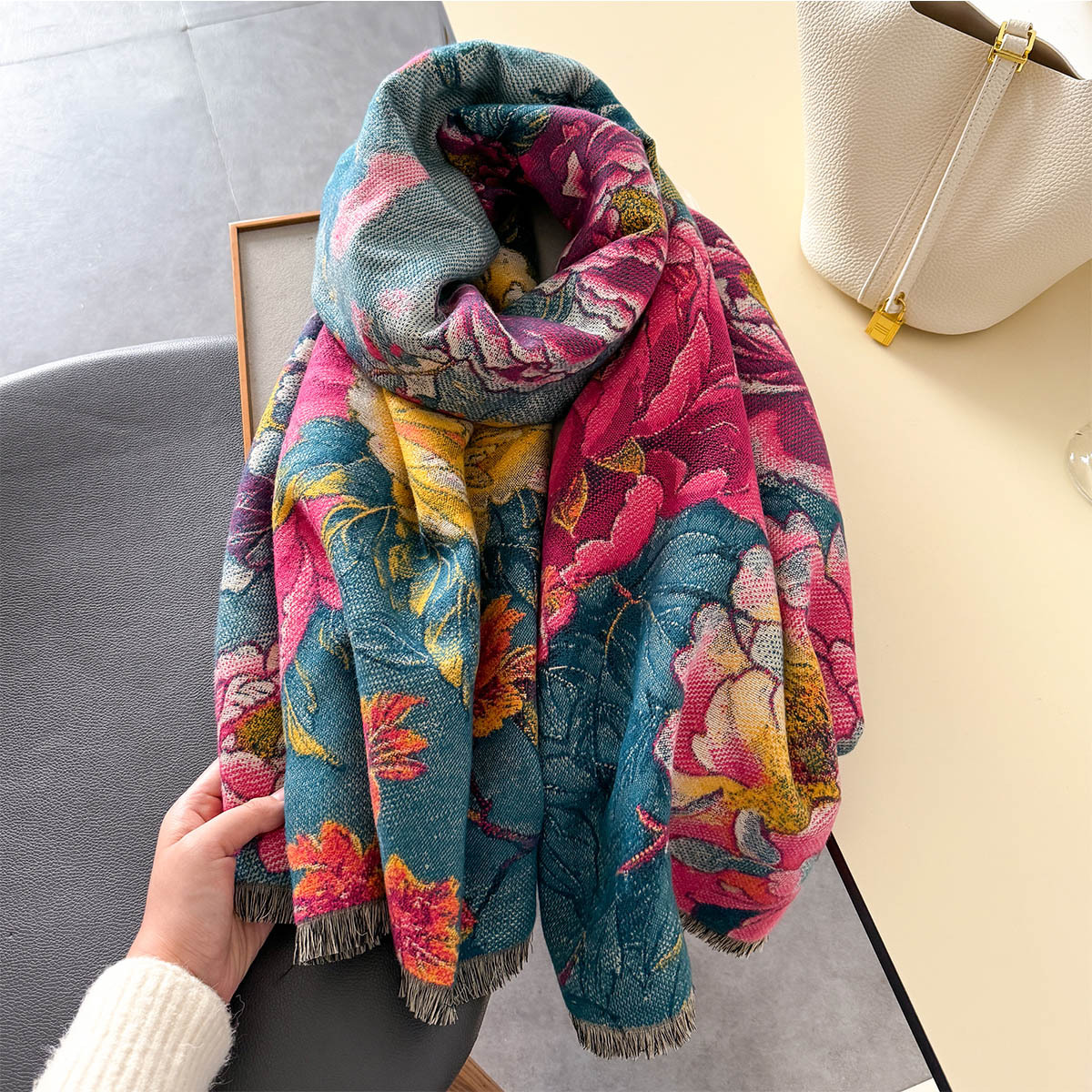 Écharpe chaude en cachemire pour femme, châle imprimé Floral, couverture épaisse de luxe, Bufanda Pashmina, Poncho de voyage, étoles, nouvelle collection hiver