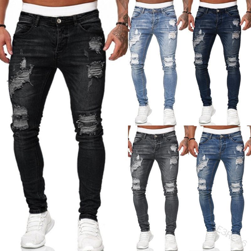 Nouveau Jean Homme Printemps-Été 2026 – Coupe Slim Déchirée Polyvalente Tendance