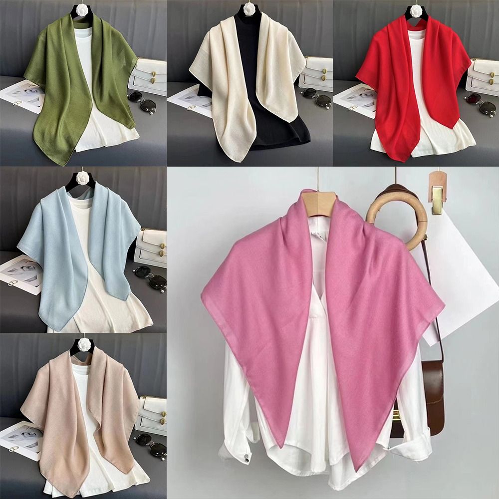 Nouveau 90*90 cm écharpe carrée couleur unie Imitation coton lin Hijab écharpe mouchoir