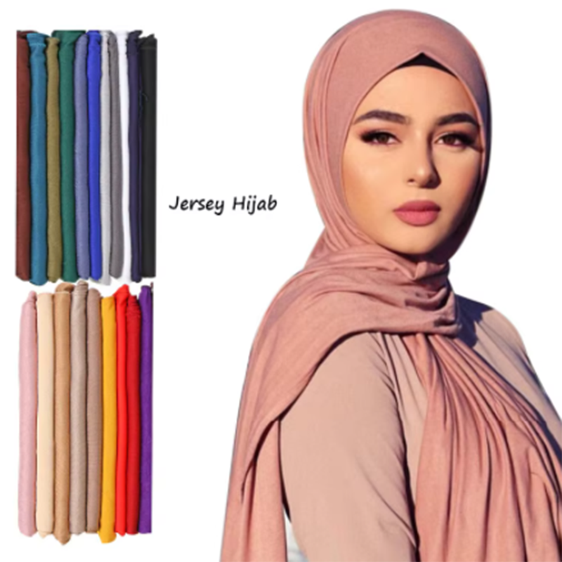Hijab en jersey modal uni pour femme, écharpe châle musulman élastique, longue étole ronde et chaude, bande de sauna, 43 couleurs unies, 170x60cm, hiver
