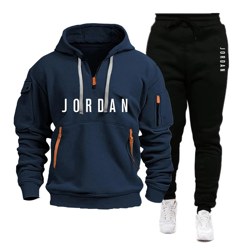Ensemble de vêtements de sport pour hommes automne/hiver 2026, ensemble décontracté, vêtements de sport et pantalon coupe-vent pour hommes, ensemble deux pièces