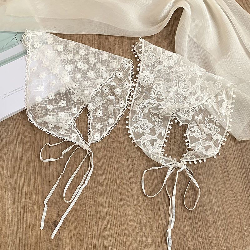 Nouveau foulard triangulaire en dentelle 2026 pour femme, style français, motif floral vintage, accessoire photo pour l'été