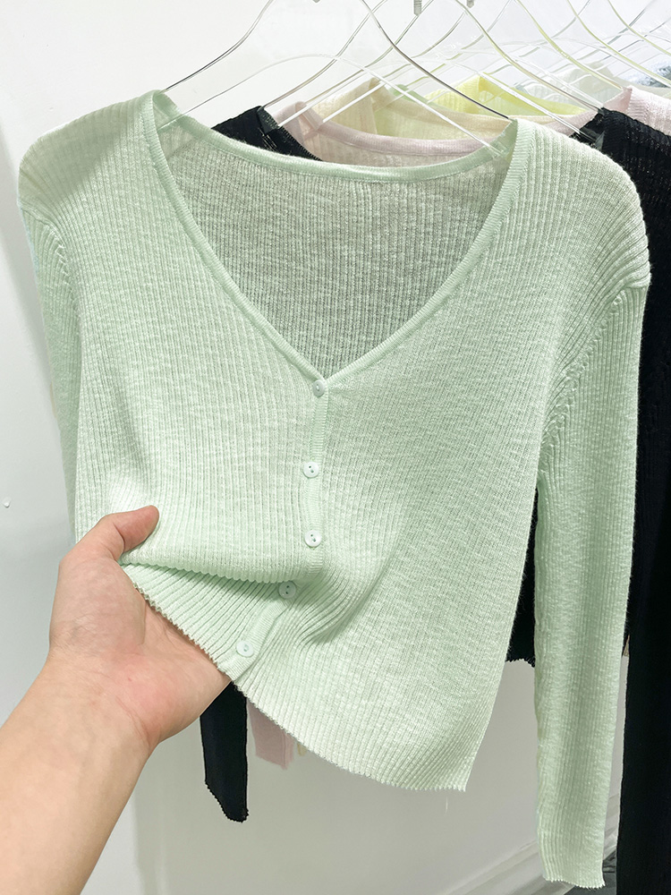 Cardigan coréen pour femmes, mince, décontracté, solide, résistant au soleil, tout-assressentiavec tout, col en V, style doux, bonbons document de base 03/3
