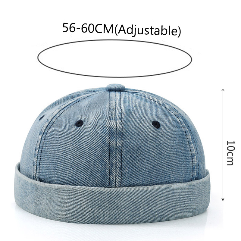 Mode Denim sans bride crâne casquette rétro hommes réglable Docker casquettes bonnet chapeau Hip Hop chapeau Skullcap unisexe seau casquette papa chapeau