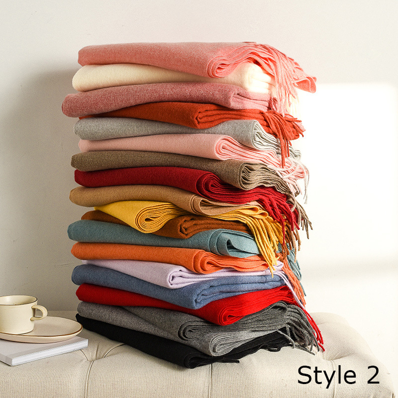 Écharpes en cachemire de haute qualité pour femmes, châles Pashmina épais et chauds et doux, enveloppes solides en laine, longue écharpe à pampilles, nouvelle collection hiver 2024