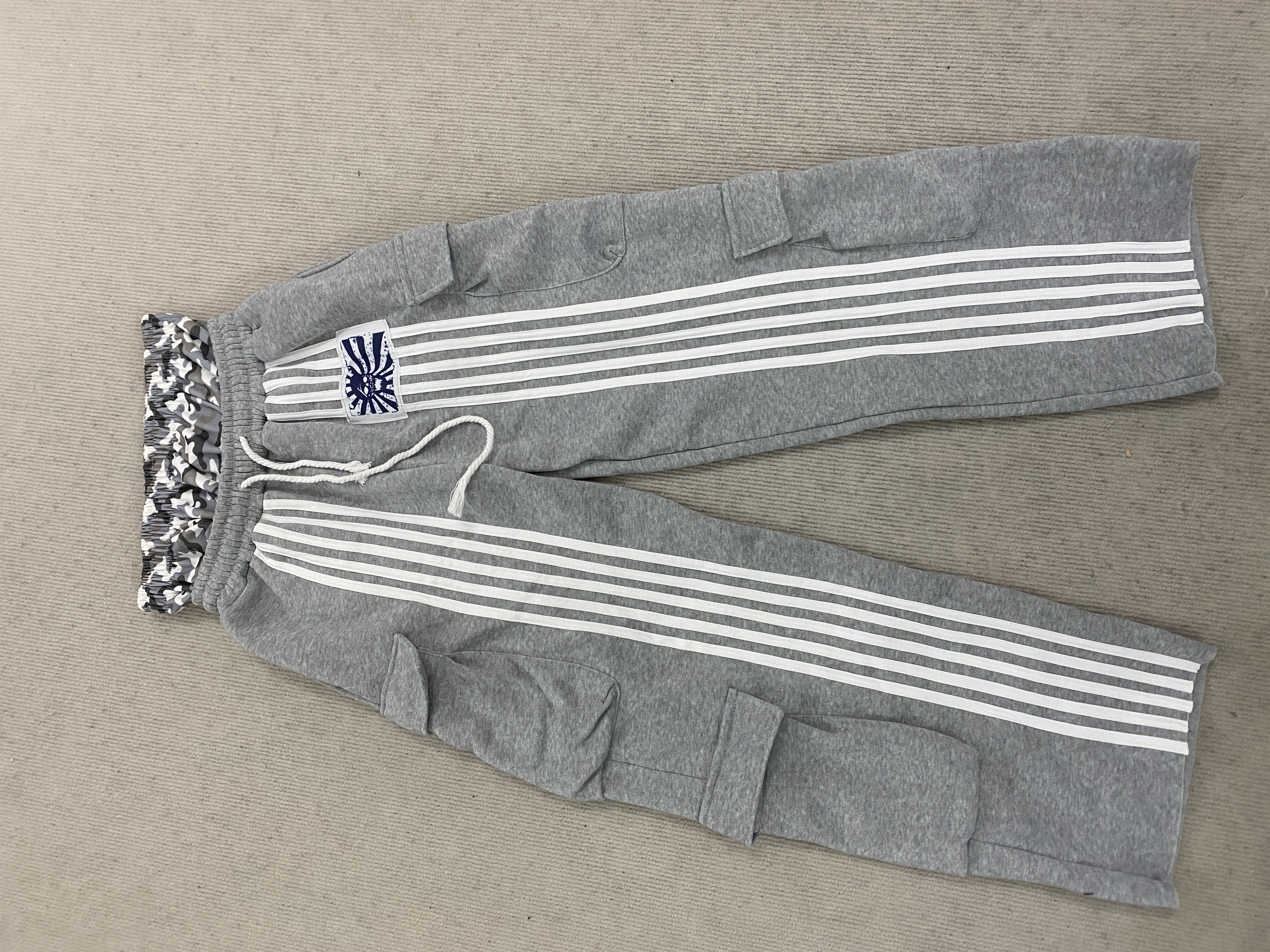 Pantalon rayé à double taille, faux pantalon droit épissé deux pièces, pantalon de sport décontracté style hip-hop, unisexe